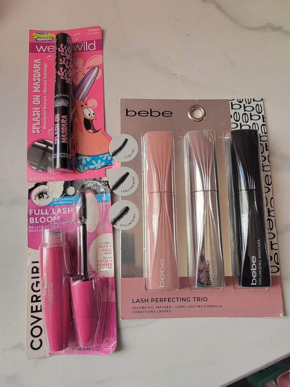 bebe Lash Perfecting Trio - Pink, Gold & Black Mascara Set. Cover Girl And Patri